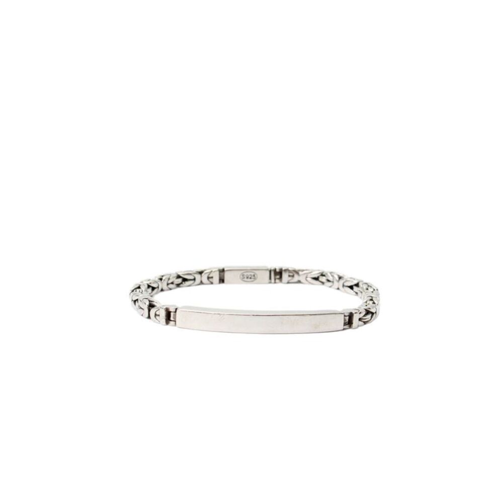 Designer Unisex 925 Silver Byzantine Chain ID Bracelet 8.5" 23.4g